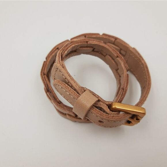 Patricia Nash Leather Wrap Link Bracelet Tan 16" - Picture 2 of 7